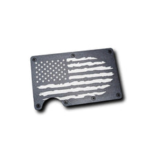 USA Weathered Flag Engraved Slim Wallet - Metal - RFID Blocking