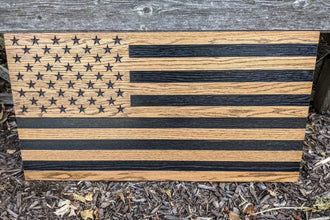 Carved Oak USA Flag