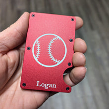 Custom Engraved Baseball Slim Wallet - Metal - RFID Blocking
