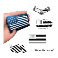 USA Engraved Metal Slim Wallet - RFID Blocking - Flag - Eagle