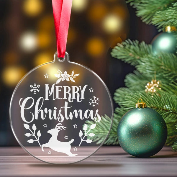 Merry Christmas Acrylic Engraved Christmas Ornament