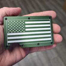 USA Flag Engraved Slim Wallet - Metal - RFID Blocking