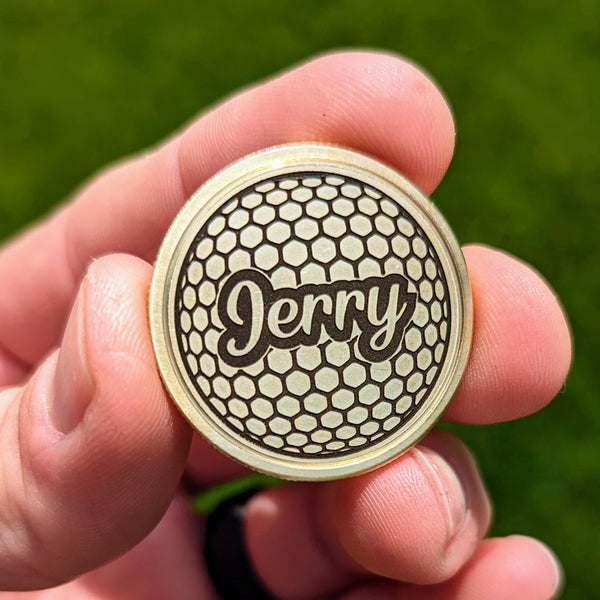 Custom engraved solid brass golf marker