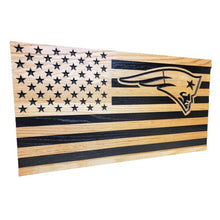 Carved Oak USA Flag - New England Patriots