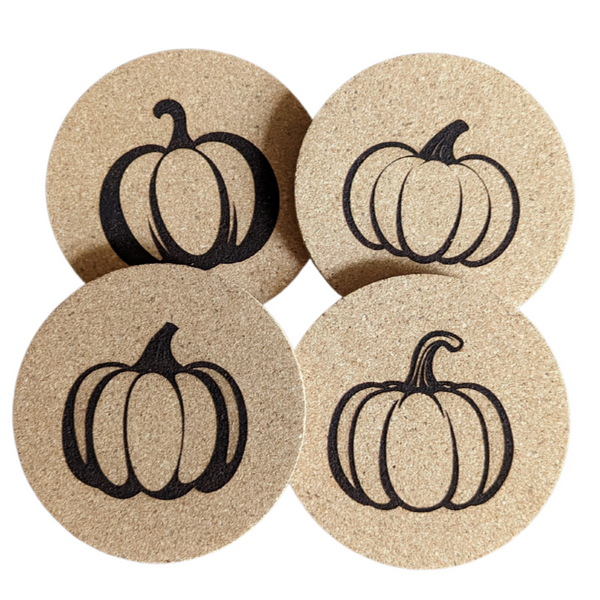 Pumpkin Cork Coaster Set - Fall - Autumn - Halloween