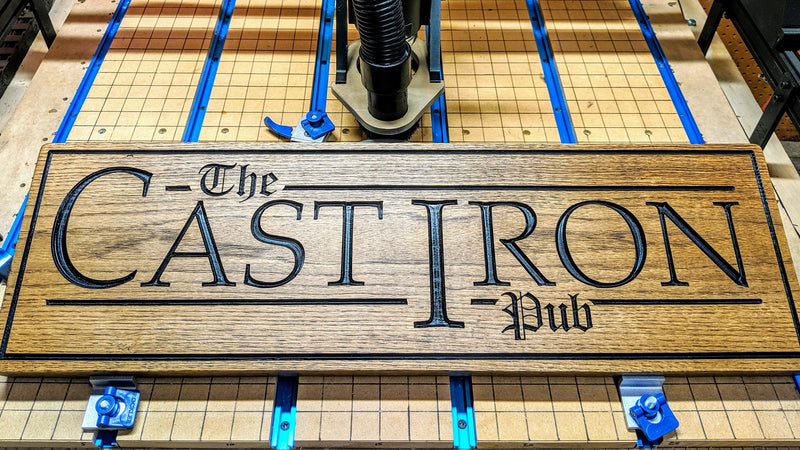 Carved Business Sign on White Oak - R2 Creative Designs