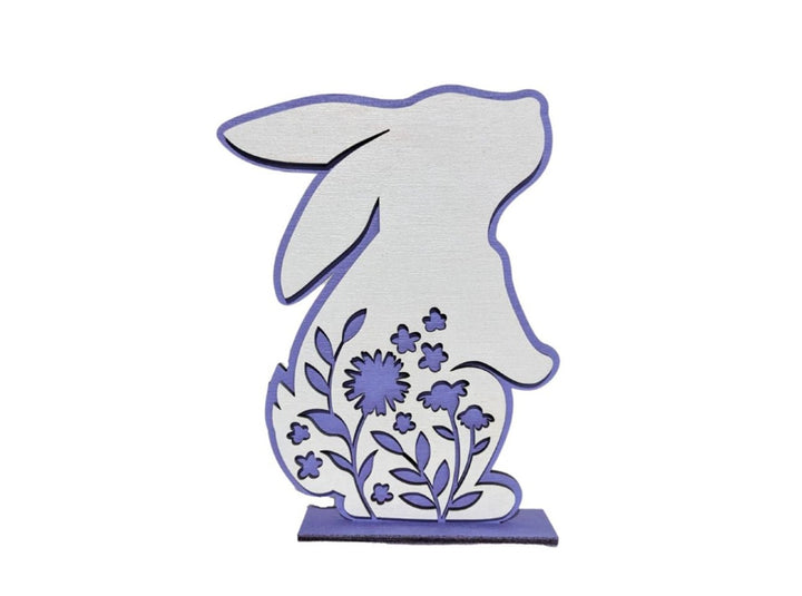 Floral Blossom Bunny Rabbit Spring Shelf Sign - R2 Creative Designs